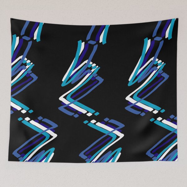 Item preview, Abstract Paint Strokes Blue Zig Zag Pattern designed and sold by that5280lady.