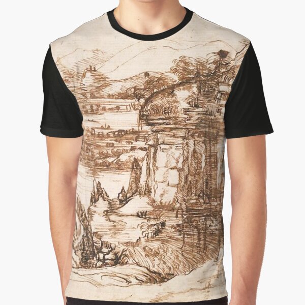 Item preview, Leonardo da Vinci "Landscape drawing for Santa Maria della Neve" designed and sold by Alexandra Dahl.