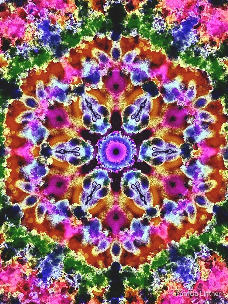 Mandala Floral Pink and Green by plintner