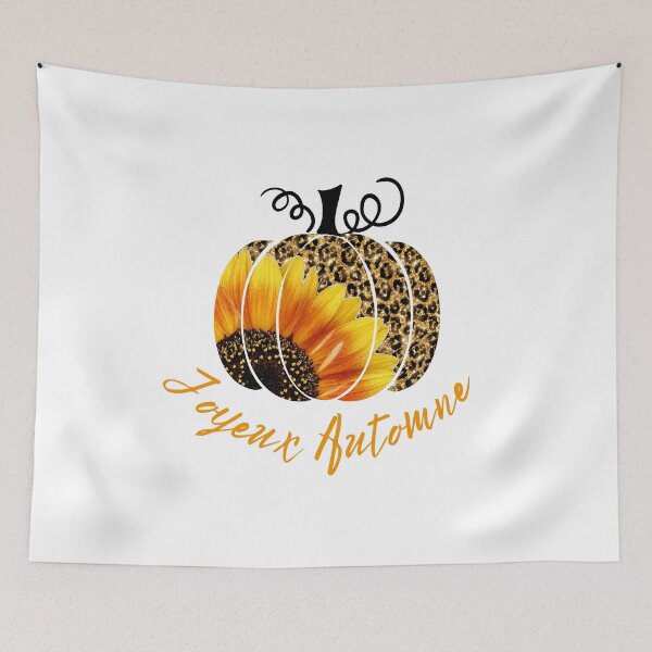 Item preview, Sunflower Pumpkin Leopard Design Happy Fall - Joyeux Automne designed and sold by HROC.
