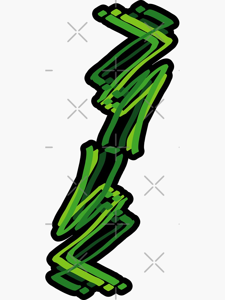 Thumbnail 3 of 3, Sticker, Abstract Paint Strokes Green Zig Zag Pattern designed and sold by that5280lady.