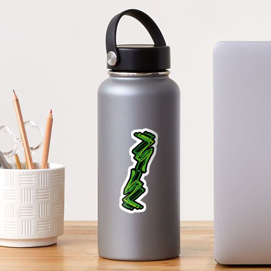 Abstract Paint Strokes Green Zig Zag Pattern Sticker