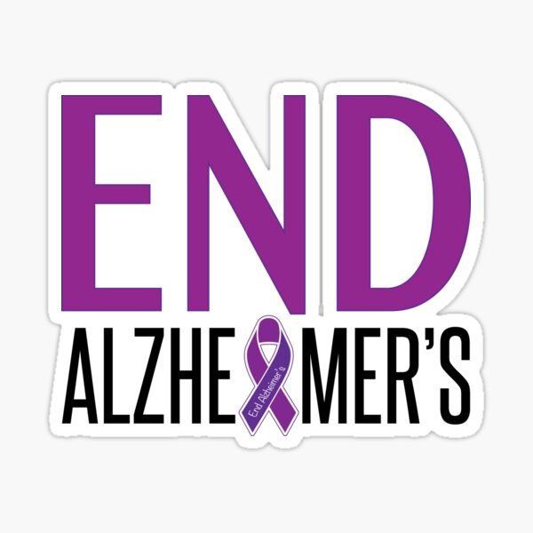 End Alzheimer S Ribbon Sticker By Gdiciero Redbubble   St,small,507x507 Pad,600x600,f8f8f8.u2 