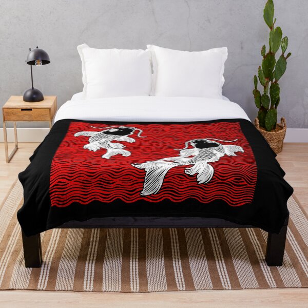 Aperçu de l'œuvre Tatouage Double Koi Poisson Grande Vague Rouge Blanc créée et vendue par Ebayson74.