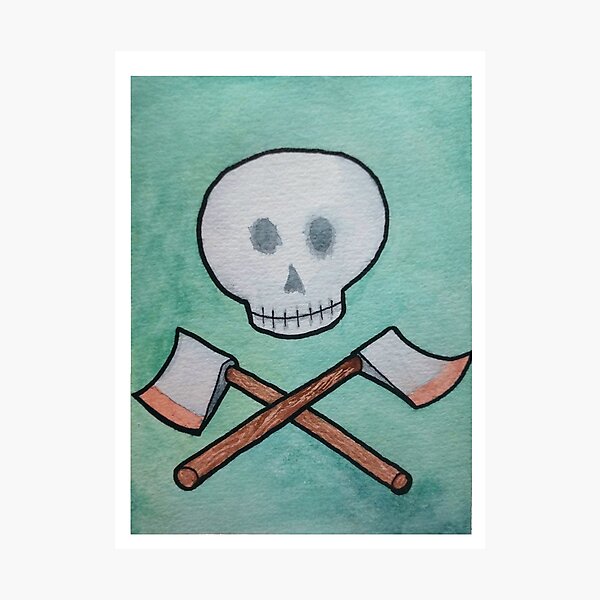 Item preview, Axes and Skull Watercolor designed and sold by Crystal-Bell.