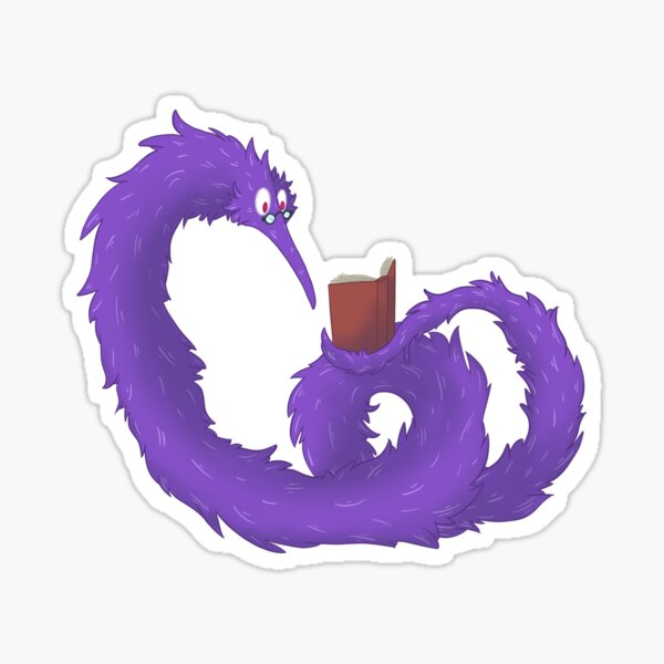 Worm On A String Bookworm Purple Sticker