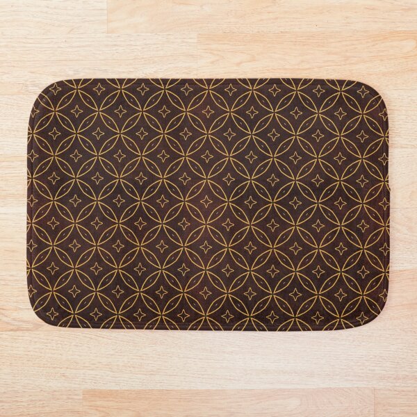 Brown Oriental Traditional African Moroccan Style Pattern Bath Mat