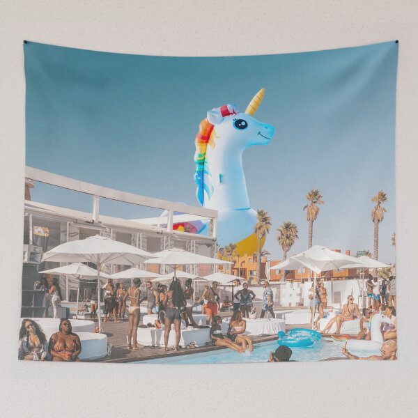 Item preview, Playing unicorn horse in pool party designed and sold by ESCAPZ.