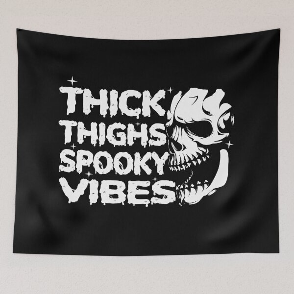 Item preview, thick thighs and spooky vibes Halloween witchy goth skull   designed and sold by Majesticoo.