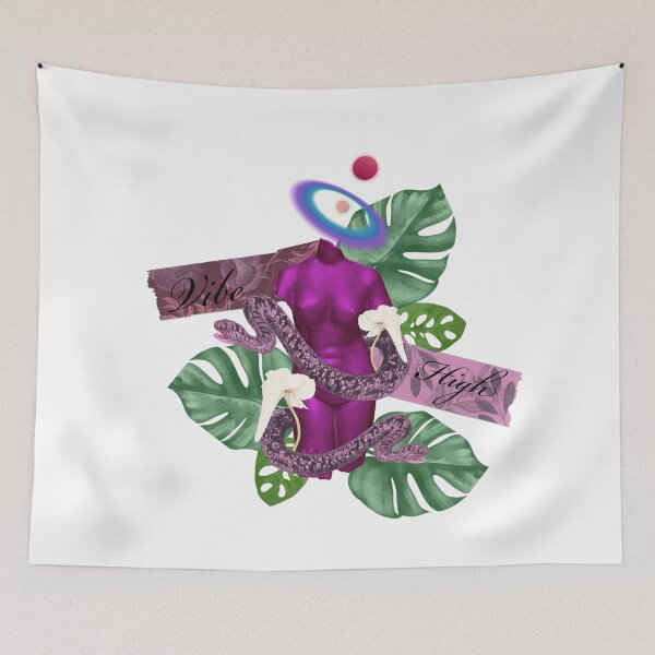 Item preview, Vibe high Greek  stone and nature with snakes and trippy flower 3 purple designed and sold by VantaTheArtist.