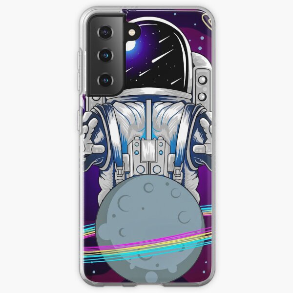 Astronaut and planet in space Samsung Galaxy Soft Case
