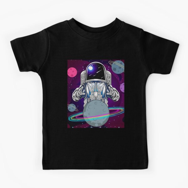 Astronaut and planet in space Kids T-Shirt