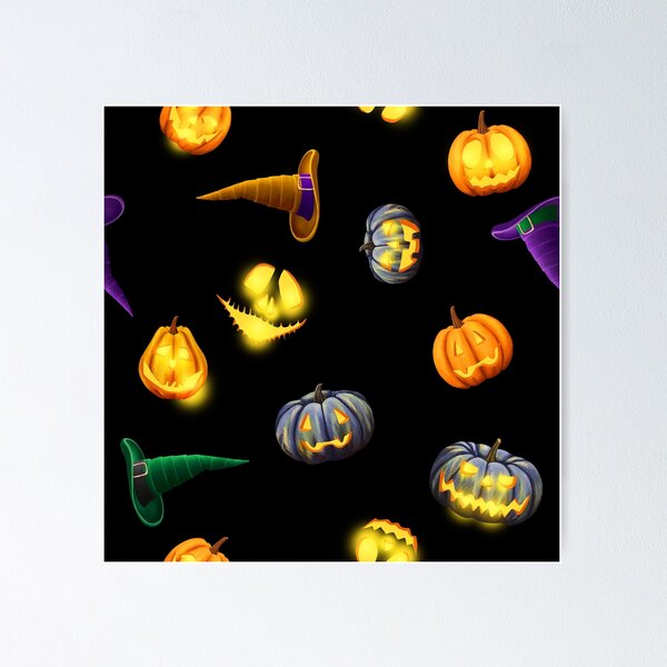 Item preview, Halloween Jack-O-Lantern Pumpkins Pattern On Black designed and sold by DEC02.