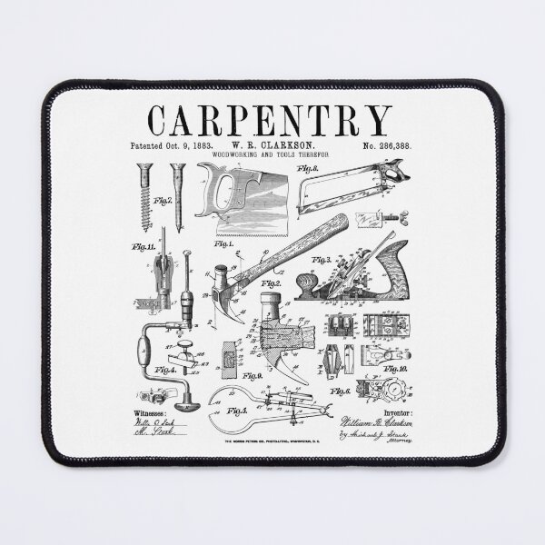 Item preview, Carpentry Carpenter Tools Handyman Vintage Patent Print designed and sold by GrandeDuc.