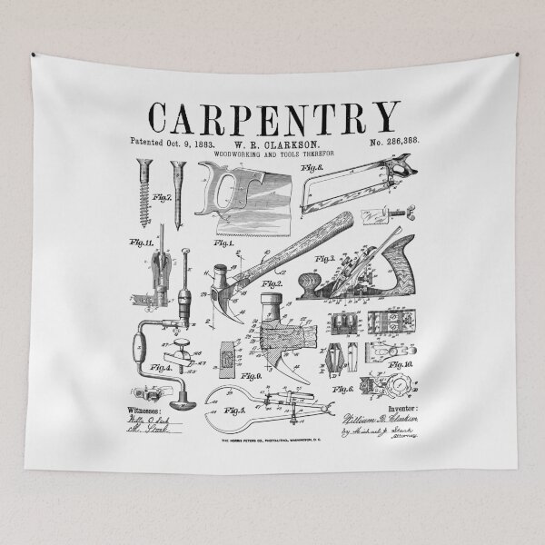 Item preview, Carpentry Carpenter Tools Handyman Vintage Patent Print designed and sold by GrandeDuc.