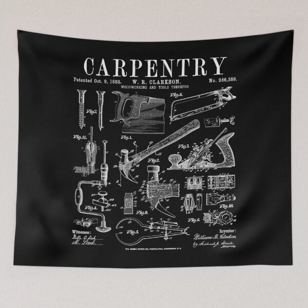 Item preview, Carpentry Carpenter Tools Handyman Vintage Patent Print designed and sold by GrandeDuc.