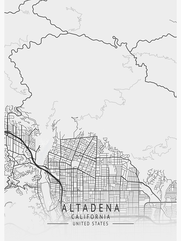 "Altadena California US Gray City Map" Sticker by ctmapprint