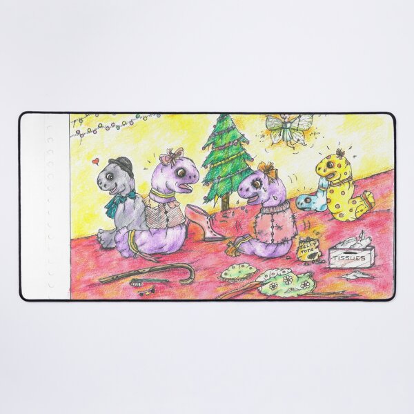 Christmas with the Sock Family. Desk Mat