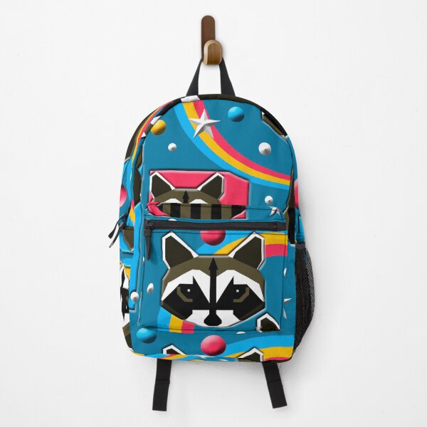 Item preview, 1980's Retro Raccoons in Aquas, Pinks, and Yellows with White Stars designed and sold by Sheila Pressley.