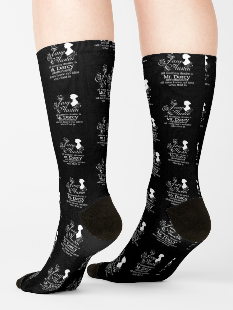 Jane Austen fun women's socks with a quote from her novel, Emma.