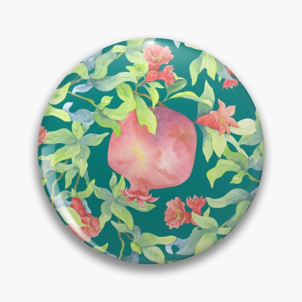 Item preview, Greens with pomegranate fruits and red flowers designed and sold by RinaGrinchik.