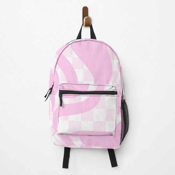 Item preview, Retro Checked Liquid Swirl Square Abstract Pattern in Light Bubblegum Pink designed and sold by kierkegaard.