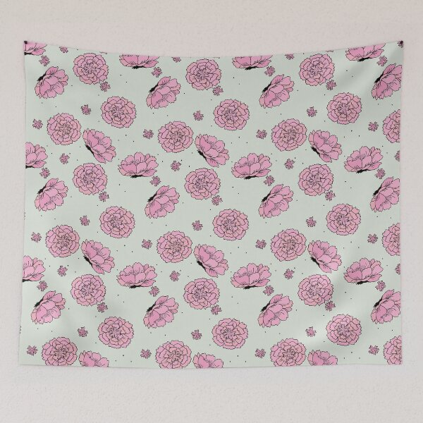 Item preview, Pink and Pale Pistachio Flowing Floral Pattern designed and sold by 22tenDesign.
