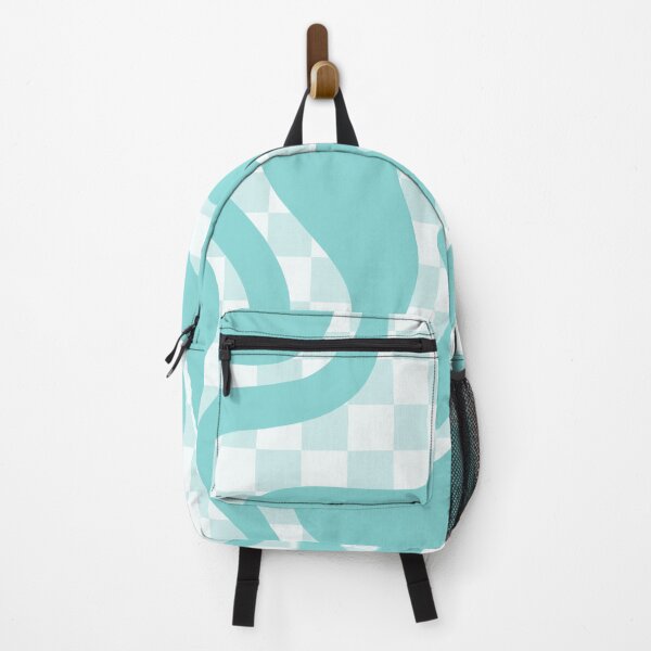 Item preview, Retro Checked Liquid Swirl Square Abstract Pattern in Aqua Teal Blue designed and sold by kierkegaard.