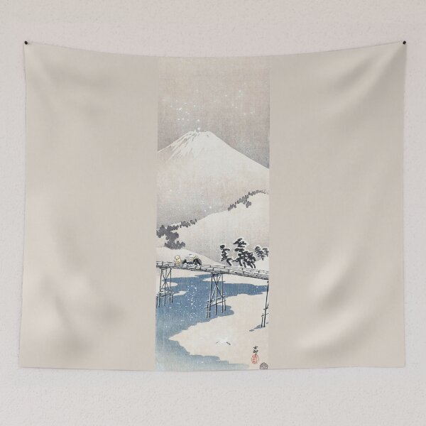 Item preview, Snowy landscape with Mount Fuji (1900–1910) by Ohara Koson. designed and sold by CristalleLisa.