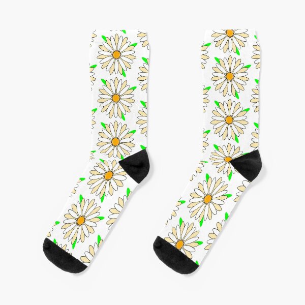 yellow and red daisy flower stickers Socks