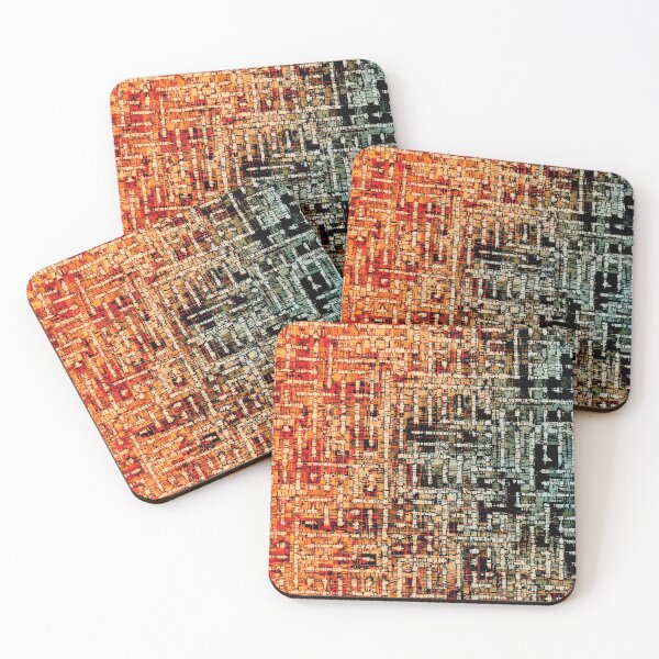 Item preview, graphic design geometric square line pattern art abstract background in orange brown blue designed and sold by Mrvell.