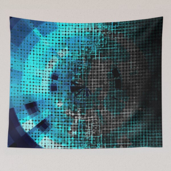 Item preview, graphic design geometric circle pattern art abstract background in blue and black designed and sold by Mrvell.