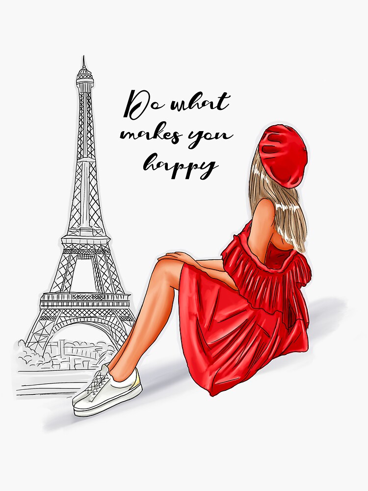 Paris Girl Aesthetic Stickers Graphic by ndutfrea · Creative Fabrica