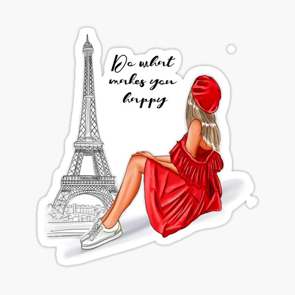 Paris Girl Aesthetic Stickers Gráfico por ndutfrea · Creative Fabrica