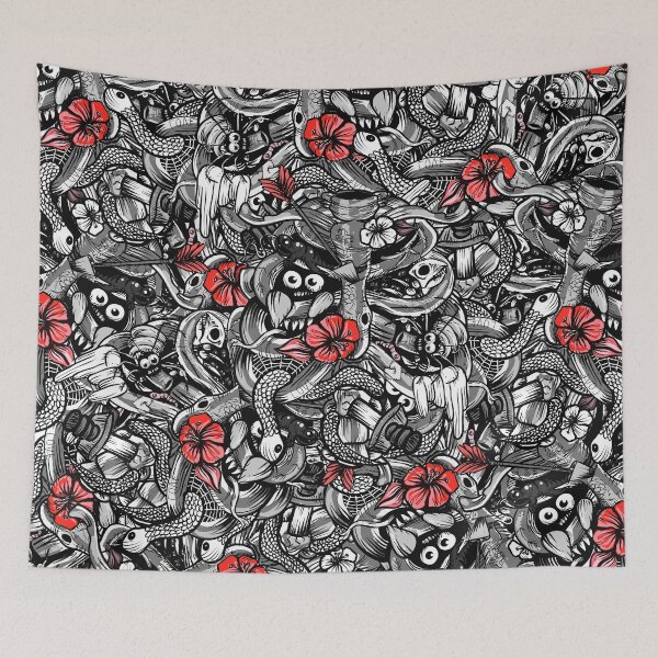 Item preview, Doodle Bones and Red Flowers designed and sold by fakeface.