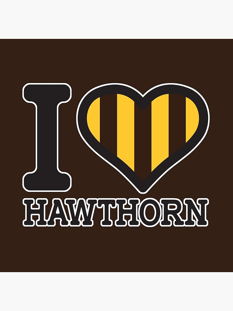 I love Hawthorn” AFL Inspired Apparels, Merchandise, T Shirts, Leggings,  Skirt, Mask, Apron Art Board Print for Sale by Ink Inc