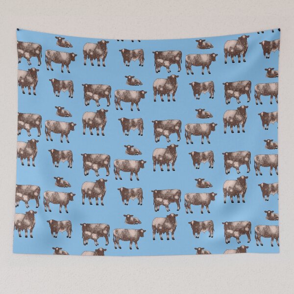 Item preview, Shorthorn Cattle Pattern Blue designed and sold by Ashley Gagnon.