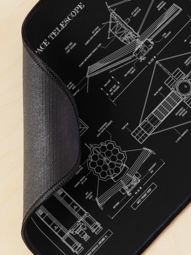 Alternate view of James Webb Space Telescope (White Stencil - No Background) Mouse Pad