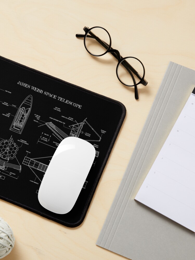 Alternate view of James Webb Space Telescope (White Stencil - No Background) Mouse Pad