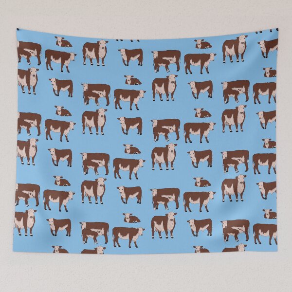 Item preview, Hereford Cattle Pattern Blue designed and sold by Ashley Gagnon.