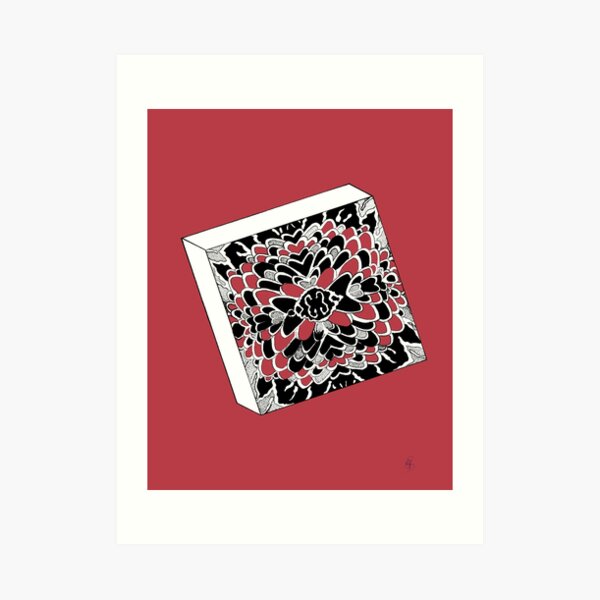 Der Würfel in rot - The dice in red Kunstdruck