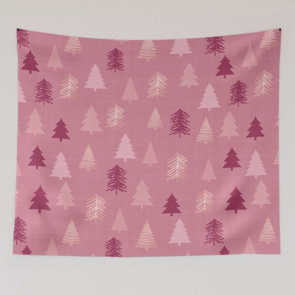 Item preview, Christmas Trees Pink Rose Gold Pattern designed and sold by cashewdays.