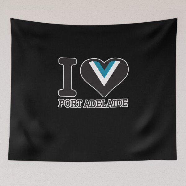Aperçu de l'œuvre "J'aime Port Adelaide" Vêtements, Marchandises, T-shirts, Leggings, Jupe, Masque, Tablier, Sac écologique créée et vendue par Ink Inc.