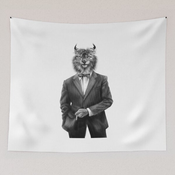 Item preview, Dapper and Elegant Lynx Cat Wearing a Pin Striped Suit and Bow Tie designed and sold by Tyler Rosso.