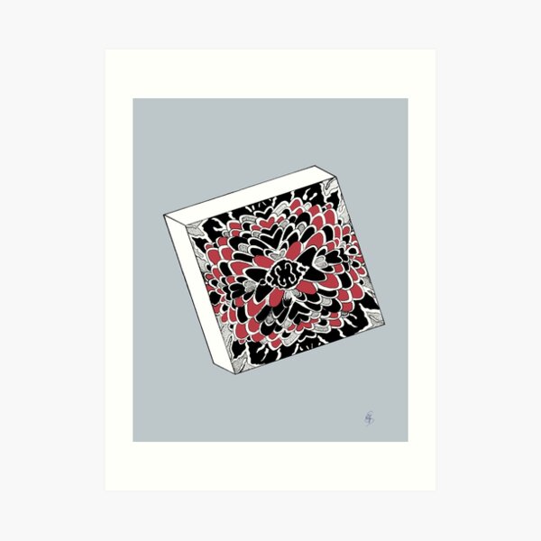 The cube in red & silver - The dice in red & silver Art Print