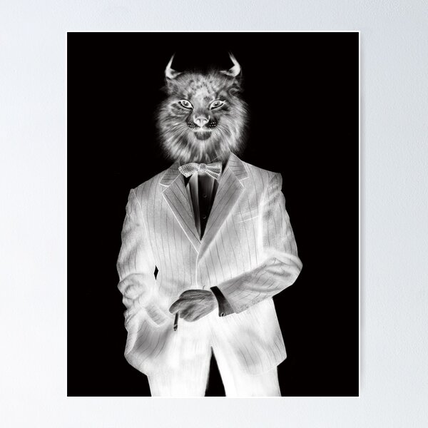 Item preview, Dapper and Elegant Lynx Cat Wearing a Pin Striped Suit and Bow Tie designed and sold by Tyler Rosso.