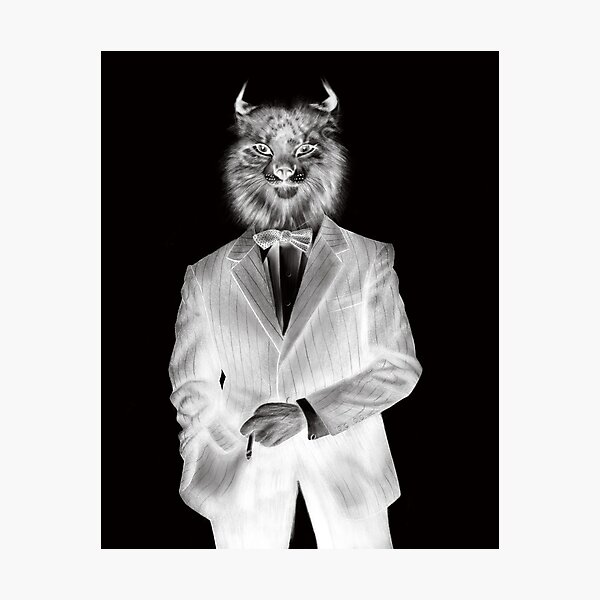 Item preview, Dapper and Elegant Lynx Cat Wearing a Pin Striped Suit and Bow Tie designed and sold by Tyler Rosso.