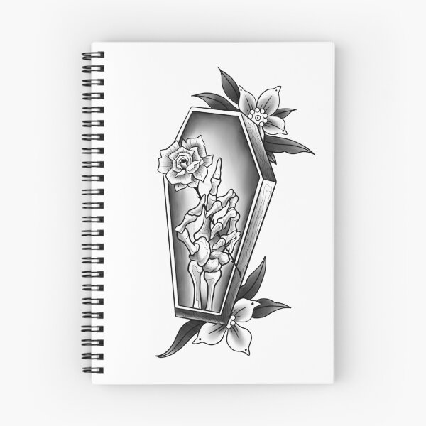 Item preview, Skeleton Hand Holding a Rose in a Coffin Tattoo Design designed and sold by Tyler Rosso.