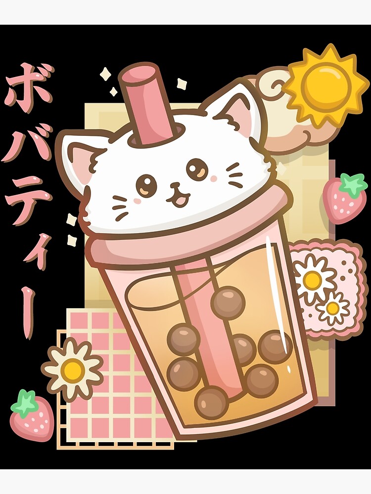 Poster « Chat Boba Tea Bubble Tea Anime Kawaii Par Mealla Redbubble