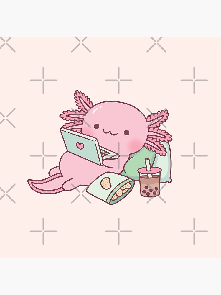 Kawaii axolotl Duffle bag, pink kawaii axolotl, cute axolotl bag, pink axolotl duffle good bag